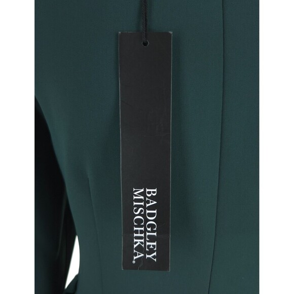 Badgley Mischka Ruffled Stretch-Cady Gown Size 6 Green $880 - Picture 11 of 16